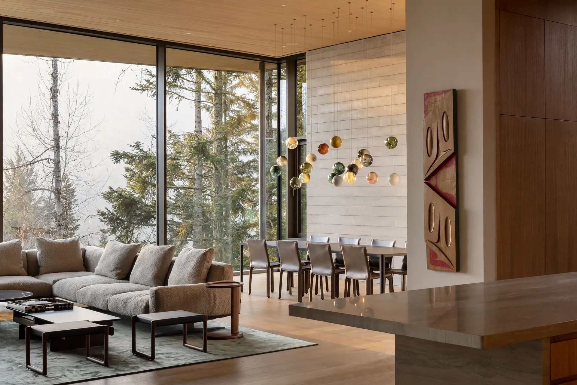Kadenwood kitchen and dining area with warm wood details